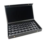 Box Displays Jewellers Ring Gem Bead Stone Presentation Case - Choice of Size & Colour Pots (Case with Black 50 Gempot Insert)
