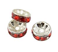 Box Displays Pack of 30 RED Rhinestone Crystal Rondelle 6x4mm Silver Colour Spacer Beads DIY Jewellery Making Craft Beading Fashion Jewelry Costume Design Spacer Finding Beads