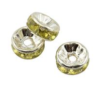 Box Displays Pack of 30 SAGE Green Rhinestone Crystal Rondelle 8x4mm Silver Colour Spacer Beads DIY Jewellery Making Craft Beading Fashion Jewelry Costume Design Spacer Finding Beads