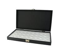Box Displays Solid Lid Gem Stone Display Case with Choice of Foam Gem Pot Liner - Jewellery Presentation Case (Case With White 36 Gem Pot Insert)