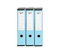 Box File Laminated Foolscap, Lockspring, Ring Pull & Catch, 75mm Spine, Assorted Box of 3, Pastel Blue