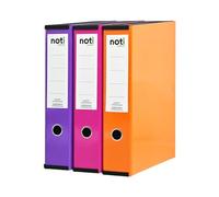 Box File Laminated Foolscap, Lockspring, Ring Pull & Catch, 75mm Spine, Assorted Box of 3, Purple, Pink & Orange