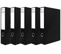 Box File Pack of 5 Locked Storage Box Black A4 File- 75mm deep Foolscap Folder Black Box Files for Office Stationery Document Box File Organiser Foolscap Size