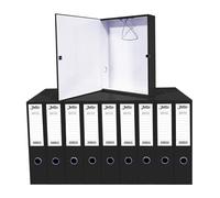 Box File with Lockspring Ring Pull & Catch Glossy Finish 75mm Spine Ideal Document Organiser for Office School Paperwork Storage Foolscap Box Files Pack of 10 (Black)