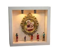 Box, Handmade Silhouette Photo Display Stand, Family Showcase with Gold Frames, Craft Project Decorative Kit, Desktop Showcase, Holiday Accessory by