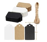 Box.it.pack.it Kraft Paper Gift Tags, Mixed Colour, Scallop 5x3 cm, 100 Pack with String