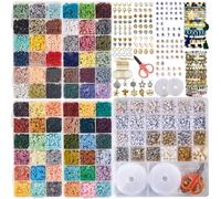 Box-O-Beads Earth Tones Clay Beads Bracelet Making Kit - 16,050 Pieces with 72 Color Friendship Bracelet Jewelry Kit for Kids, Teens & Family Crafting - Creates Over 100 Bracelets for Family Crafting