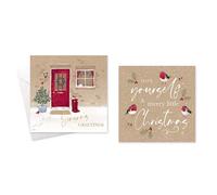 BOX OF 10 CHRISTMAS CARDS ROBINS & TEXT HAVE YOURSELF A MERRY LITTLE CHRISTMAS DESIGN