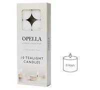 Box of 10 Tea Light Candles - 8 Hour Burn Time - White, Unfragranced