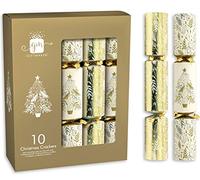 Box of 10 Traditional 12" Festive Christmas Crackers Cream & Gold Design
