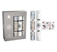 Box of 10 Traditional 12" Silver & White Snowflake Christmas Crackers
