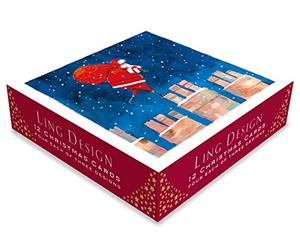Box of 12 Assorted Santa's Busy Xmas Eve Square Christmas Cards Xmas Card Boxes XBD786