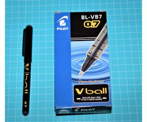 Box of 12 Pilot V-Ball Roller Pens 0.7mm Black BL-VB7 New