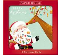 Box of 12 Santa's Sweet Beard Christmas Cards in Same Design Boxed Xmas XOS0007