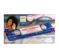 Box of 12, Satya Sai Nag Champa Agarbatti - Incense, 15gram packs - Total 180grams - Export Quality - Hand Rolled in India