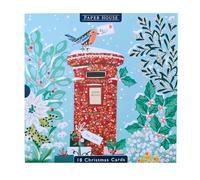 Box of 18 Paper House Festive Xmas Post In 2 Designs Christmas Cards Boxed Xmas PSOP0013
