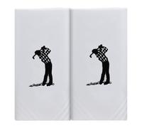 Box of 2 White Cotton Handkerchiefs Each Embroidered with a Golfer