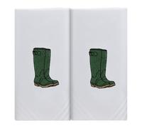 Box of 2 White Cotton Handkerchiefs Each Embroidered with a Green Welly Boot
