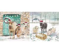 Box of 20 Artistic Charity Christmas Cards - Cow Barn, at The Haystack - 20 Cards, 10 Each of 2 Designs - from The Almanac Gallery