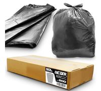 Box of 200 | RE-GEN 90L 5kg Load Black Bin Liners Refuse Sacks, Everyday Use, Industrial Quality Rubbish Bags 457/725 x 975mm