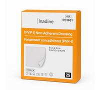 Box of 25 Inadine Dressings 5x5cm | Non-Adherent Iodine Wound Pads | Infection Control for Minor Wounds, Burns & Ulcers