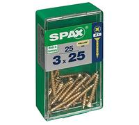 Spax 18335 Box 25 pcs CAB Wood Screw. Flat YELLOX 3x25mm, Multicoloured