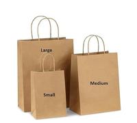 Box Of 250 Brown Ribbed Paper Carrier Bags with Twist Handles,100gsm Premium Quality Medium Size: 12 x 10 x 4.5 inches / 300 x 250 x 110mm 100% Recycleable and Biodegradeable