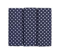 Box of 3 Spotted Cotton Handkerchiefs Extra Large Size 3 x Navy Blue With White Spots (All Blue)