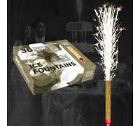 Box of 36 Ice Fountains | Sparkling Fountains for Cakes, Champagne and Prosecco Bottles | 12cm Quality Ice Fountains | Length 15cm with Cake Spike (Gold)