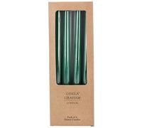 Box of 4 Taper Candles - Dark Green by gisela graham