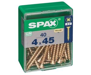 Box of 40 Spax Wood Screw Cab. Flat Yellow 4 x 45 mm Spax