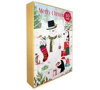 Box of 5 Pop Up 3D Snowman & Penguins Christmas Cards Xmas Card Boxes XHH006