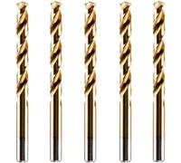 Box Of 5 x 11.1mm HSS M2 Fully Ground Jobber Drill Bit Tin Titanium Nitride Coated DIN338 Standard (11.1mm x 142mm (7/16"))