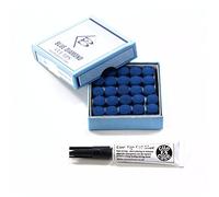 Box of 50 10mm Leather Blue Diamond Snooker Pool Cue Tip & FREE C&C Cue Tip Gel Glue