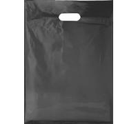 Box Of 500 Black Plastic Carrier Bags - 38cm x 46cm + 7cm, Patch Handle Reusable bag, Ideal for Boutiques Clothes, Jewellery, Gifts, Retail and Shopping.