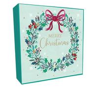 Box of 6 Festive Wreath & Bow Luxury Hand-Finished Christmas Cards Card Boxes XLSB081