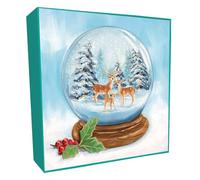 Second Nature Pop Ups Box of 6 Snow Globe With Deer Luxury Hand-Finished Christmas Cards Card Boxes XLSB083