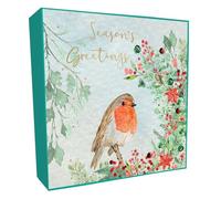 Box of 6 Sparkle Robin On Branch Embellished Christmas Cards Xmas Card Boxes XLSB097