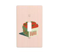 Box of Strawberries On Vertically Striped Light Switch Cover Decorative Single Toggle 1 Gang Wall Plate for Kitchen Farmhouse Bedroom Bathroom Art Decor