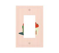 Box of Strawberries On Vertically Striped Light Switch Wall Plate Faceplate Cover Single Rocker 1 Gang Decorator Outlet Receptacle Covers for Home Kitchen Room Bathroom Decor