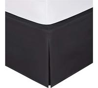 Box Pleated Base Valance Sheet, 200 Thread Count 16"/40cm Extra Deep Base Valance Bed Sheet, 100% Cotton Non Iron Easy Care Luxury Platform Bed Skirt Valance Sheet (Black, Single)