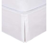 Box Pleated Base Valance Sheet, 200 Thread Count 16"/40cm Extra Deep Base Valance Bed Sheet, 100% Cotton Non Iron Easy Care Luxury Platform Bed Skirt Valance Sheet (White, Double)