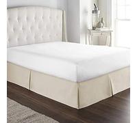 Box Pleated Base Valance Sheets Bedskirt Double Single Queen King Wrap Around Style Bed Skirt Ruffled Cover Wrap Valance Sheet,Creme,90 * 190+35cm