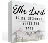 Box Sign Tabletop Decor,Decorative Sign,Freestanding Wooden Block Sign,Religious Decor,Christian Decor,Living Room Decor,Psalm 23 - The Lord Is My Shepherd 5x5 ...
