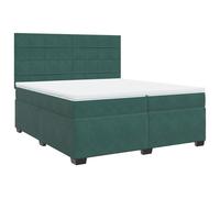 Box Spring Bed with Mattress Base Dark Green 200x200 cm Velvet vidaXL