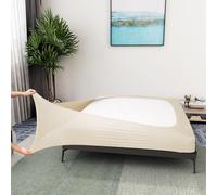 Box Spring Cover King Size - Elastic Fabric Wrap Around 4 Sides Bed Skirt for Hotel & Home - King, Beige