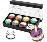 Box & Tales 7 Chakra Scented Candles Gift Box -Aromatherapy Candles for Meditation, Relaxation, Reiki, Yoga and Chakra Balancing - Includes Free Chakra Bracelet,Spiritual Gift Set
