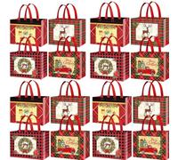 Box & Tales Christmas Non-Woven Gift Bags Multi Pack, Reindeer & Holiday Designs, Xmas Present Tote Bags for Christmas and New Year Decorations, Festive Party Supplies and Ornaments (16)