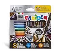 Box with 8 metallic felt pens, fine tip, different colours, Carioca