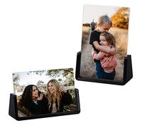 Boxalls 2 Pack Acrylic Picture Frames 5x7 with Translucent Black Base Stand, Frameless Photo Frame for Tabletop or Desktop Display (Horizontal + Vertical)